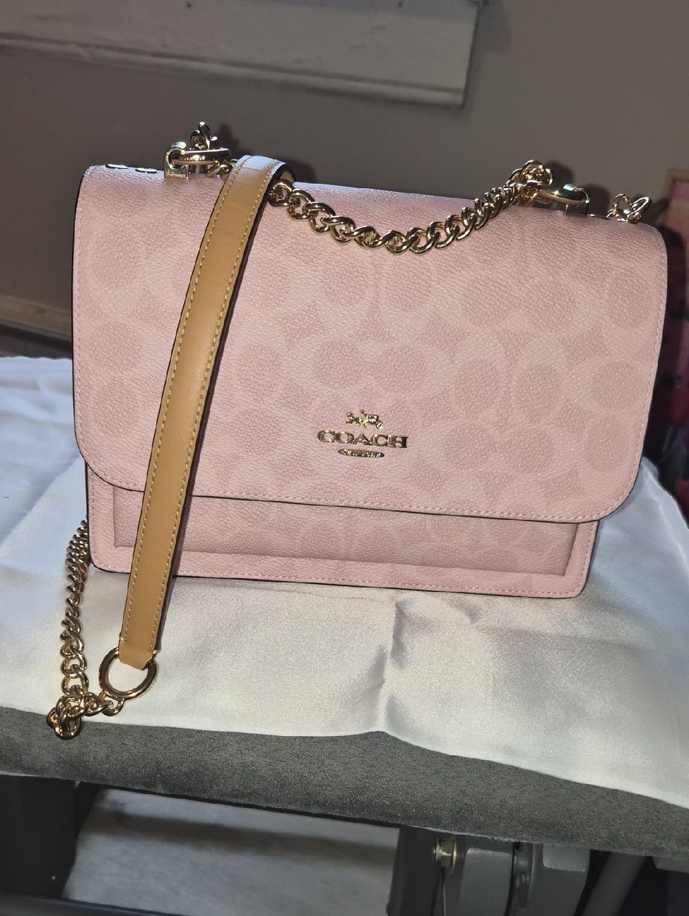Coach Klare Pink Signature Canvas Crossbody Bag